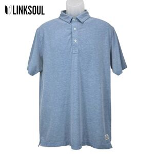 Linksoul |‎ Men Medium | Heather Blue Short Sleeve Golf Polo